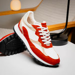 Zelli Bruno Italian Goat Suede & Calfskin Trainer Sneaker Cream / Rust (66-241-CRE)