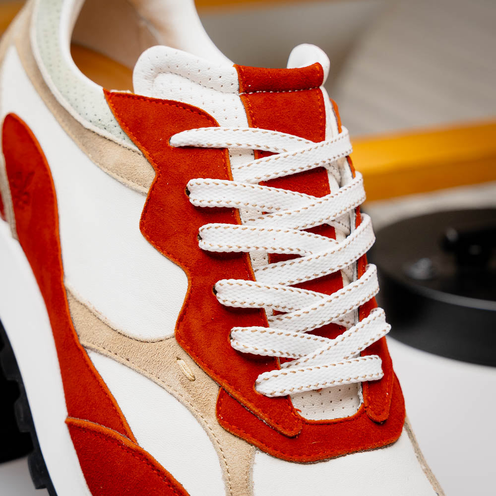 Zelli Bruno Italian Goat Suede & Calfskin Trainer Sneaker Cream