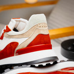 Zelli Bruno Italian Goat Suede & Calfskin Trainer Sneaker Cream / Rust (66-241-CRE)