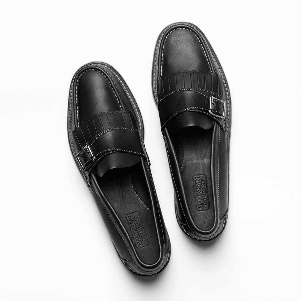 Handsewn Shoe Co. Buckle Kilt Loafer Black