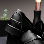 Handsewn Shoe Co. Buckle Kilt Loafer Black