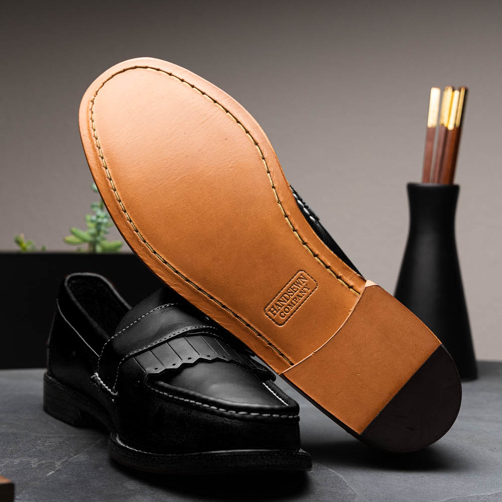 Handsewn Shoe Co. Buckle Kilt Loafer Black