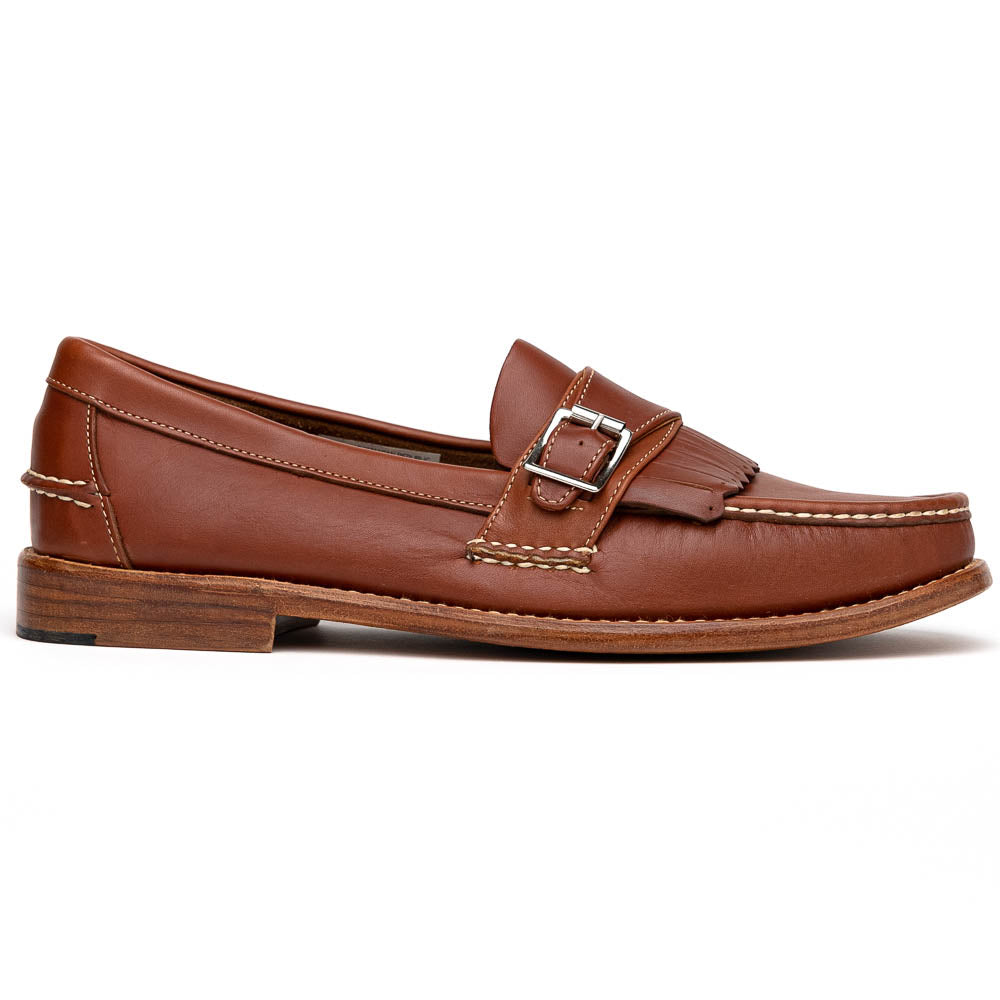 Handsewn Shoe Buckle Kilt Loafer Brown