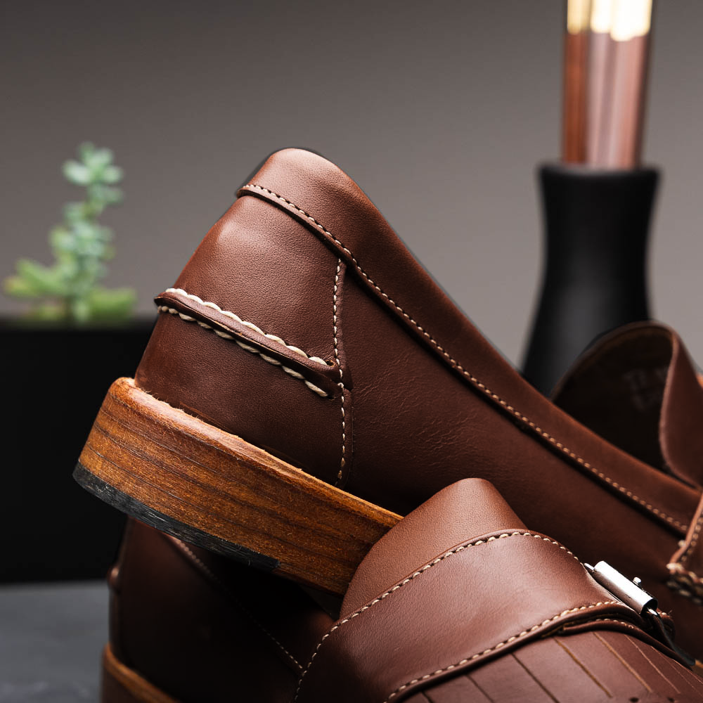 Handsewn Shoe Co. Buckle Kilt Loafer Dark Brown