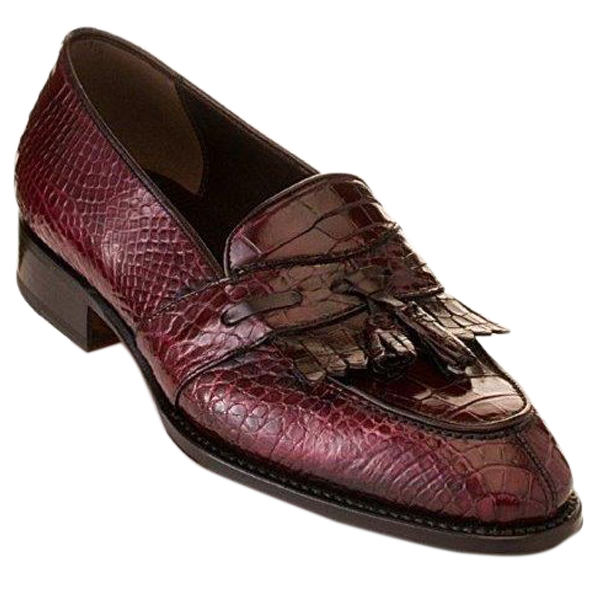 Caporicci 1415 Genuine Alligator Fringe Loafers Wine