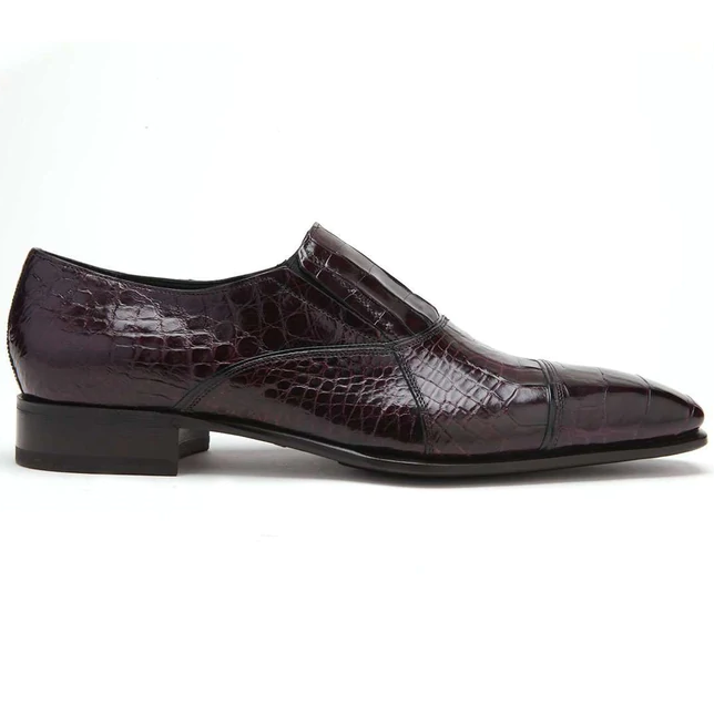 Caporicci 202 Alligator Cap Toe Loafers Burgundy