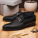 Corrente C022-5776 Buckle Woven Loafer Shoes Black