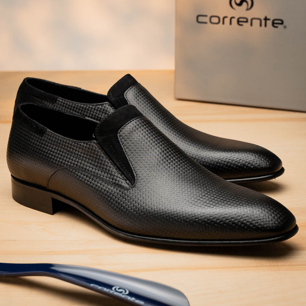 Corrente C04201-4748 Calfskin Tuxedo Loafers Black
