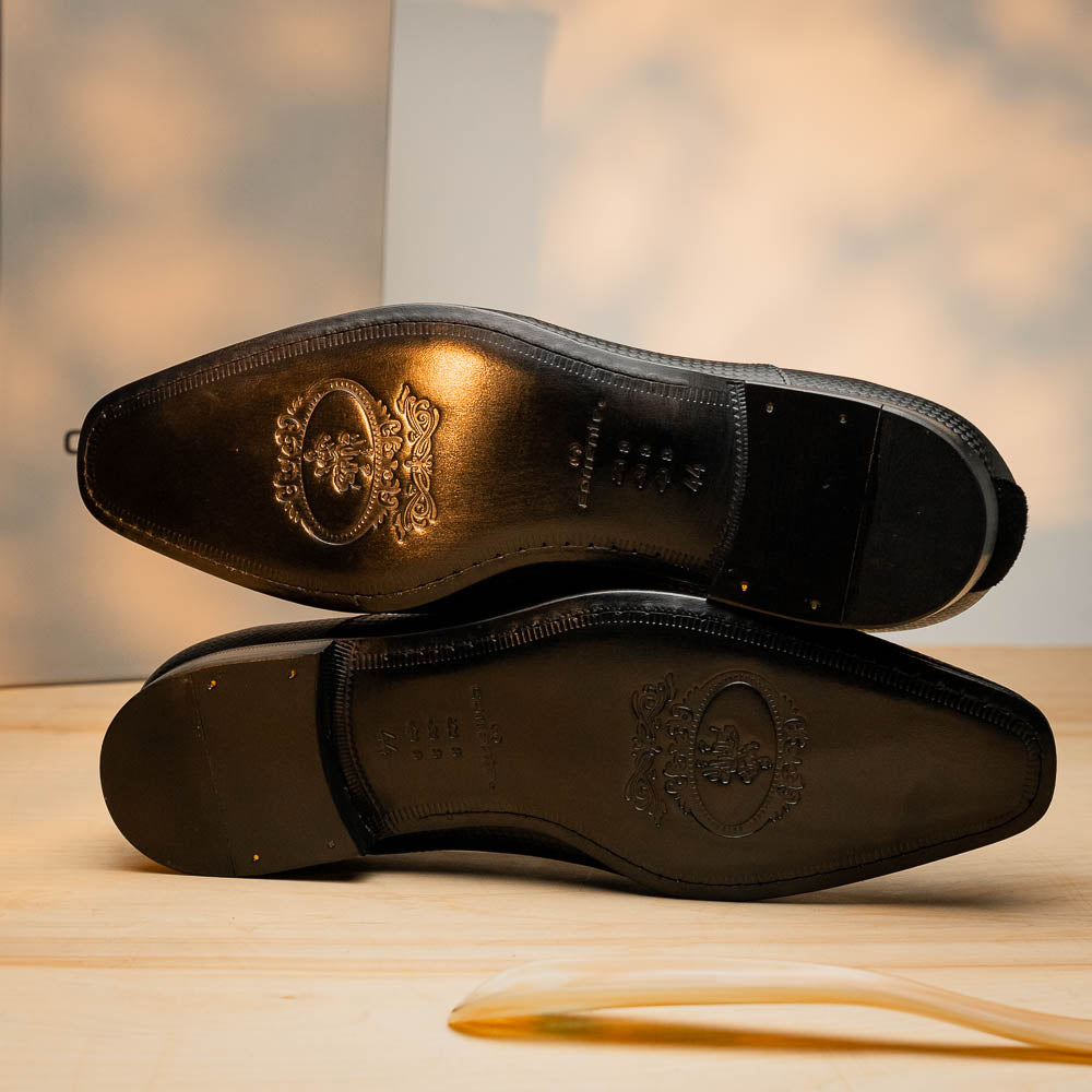 Corrente C04201-4748 Calfskin Tuxedo Loafers Black