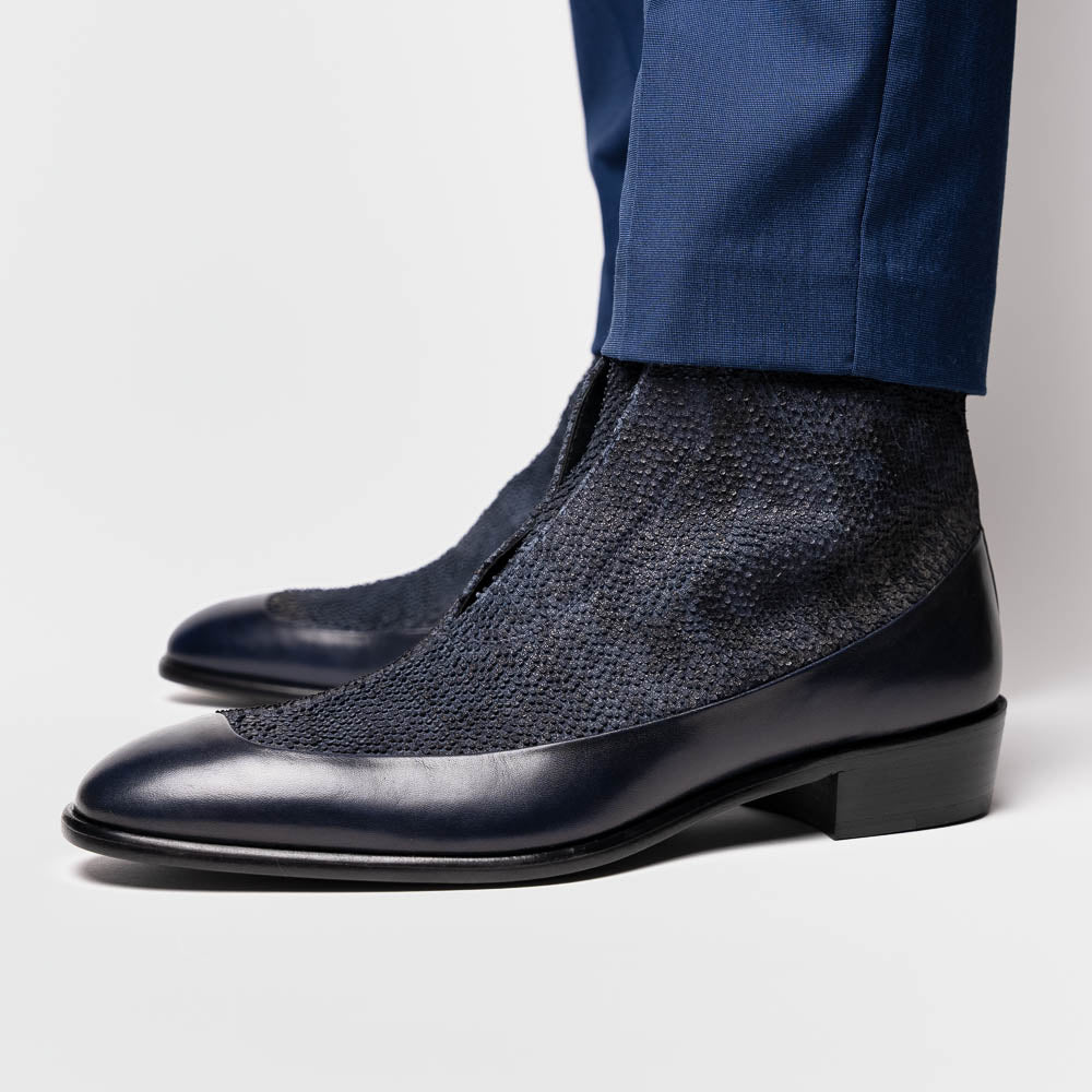Corrente C202-3273 Python & Leather Boots Navy