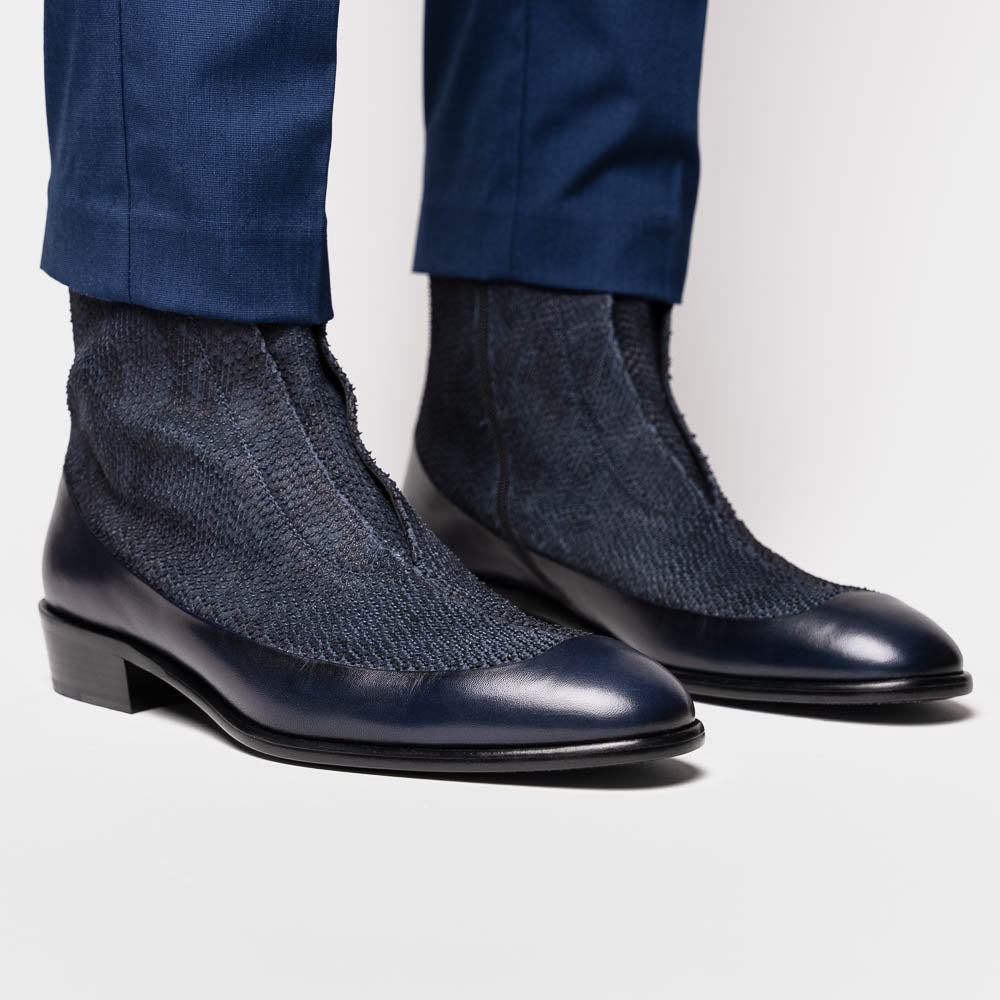 Corrente C202-3273 Python & Leather Boots Navy