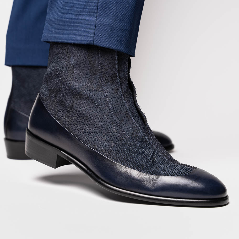 Corrente C202-3273 Python & Leather Boots Navy