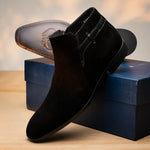 Corrente C2041-5361 Suede Side Zipper Boots Black