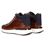 Vinci Leather The Caesars Leather High-Top Sneaker Brown / Navy