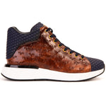 Vinci Leather The Caesars Leather High-Top Sneaker Brown / Navy