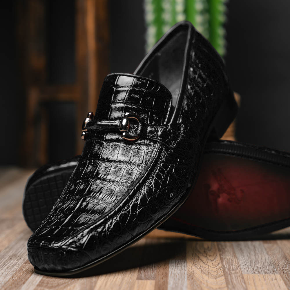 Los Altos Caiman Bit Loafers Black