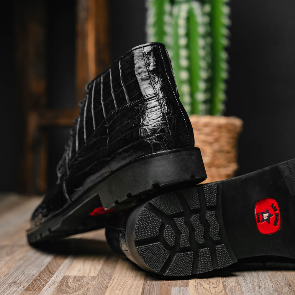 Los Altos Caiman Belly Boots Black