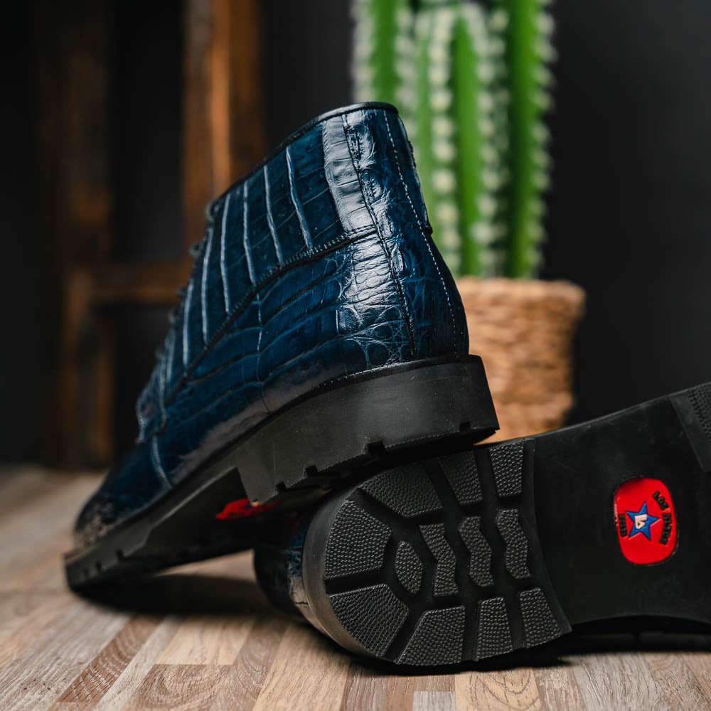 Los Altos Caiman Belly Boots Blue