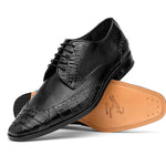 Lombardy Caiman Belly & Calfskin Wingtip Shoes Black