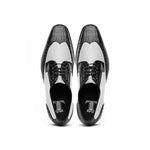 Lombardy Caiman Belly & Calfskin Wingtip Shoes Black/White