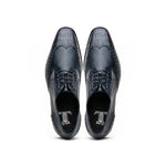 Lombardy Caiman Belly & Calfskin Wingtip Shoes Navy Blue