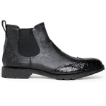 Lombardy Caiman Belly & Smooth Ostrich Chelsea Boots Black
