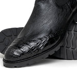 Lombardy Caiman Belly & Smooth Ostrich Chelsea Boots Black