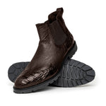 Lombardy Caiman Belly & Smooth Ostrich Chelsea Boots Brown