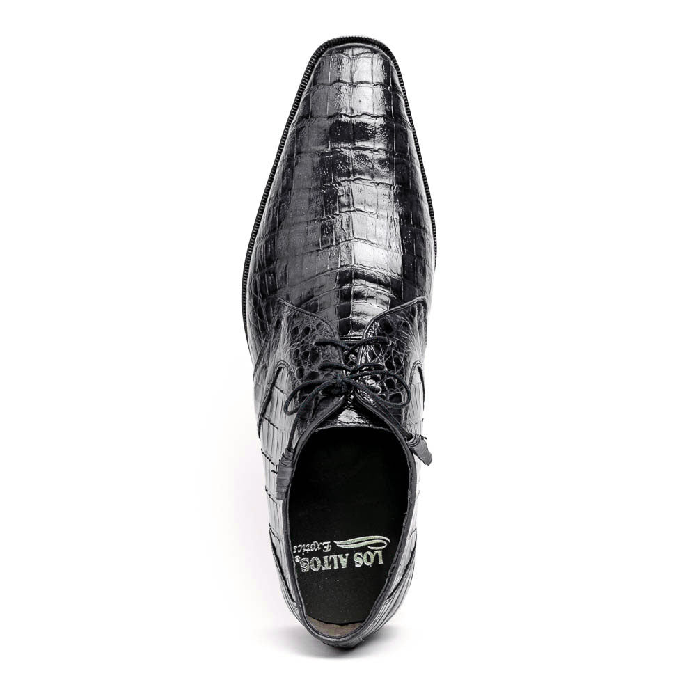 Los Altos Caiman Belly Derby Shoes Black