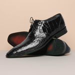 Los Altos Caiman Belly Derby Shoes Black