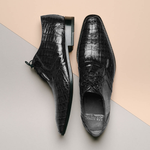 Los Altos Caiman Belly Derby Shoes Black
