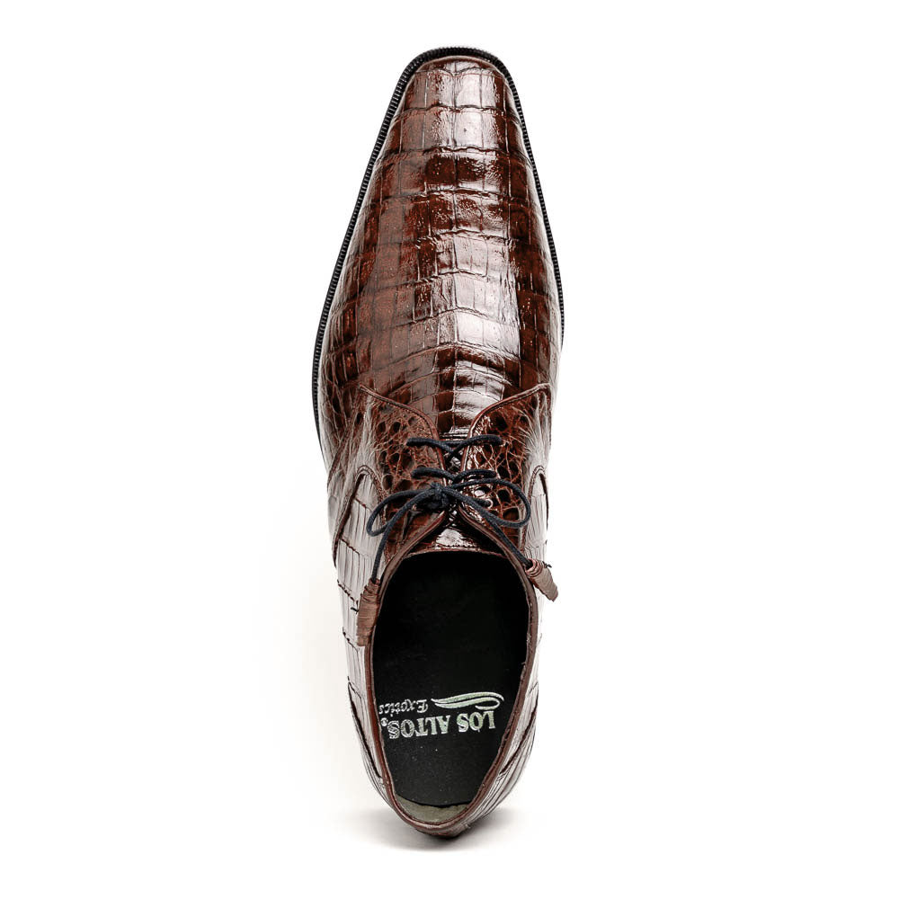 Los Altos Caiman Belly Derby Shoes Brown