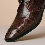 Los Altos Caiman Belly Derby Shoes Brown