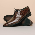 Los Altos Caiman Belly Derby Shoes Brown