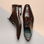 Los Altos Caiman Belly Derby Shoes Brown