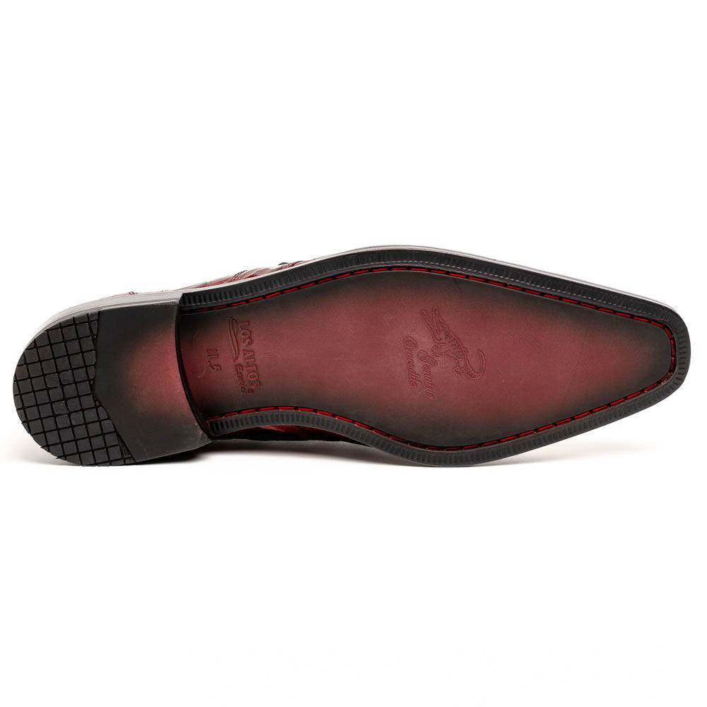 Los Altos Caiman Belly Derby Shoes Burgundy