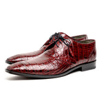 Los Altos Caiman Belly Derby Shoes Burgundy