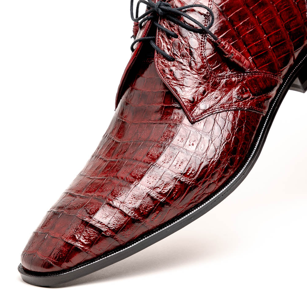 Los Altos Caiman Belly Derby Shoes Burgundy