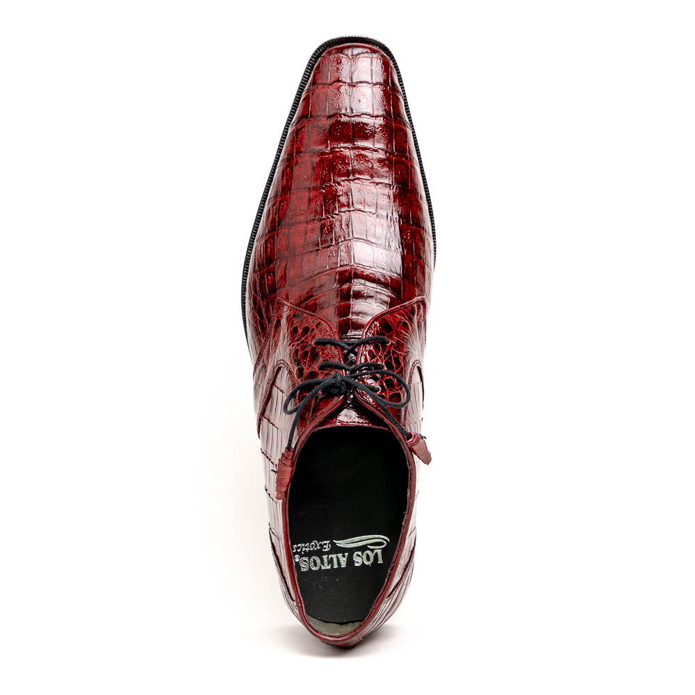 Los Altos Caiman Belly Derby Shoes Burgundy