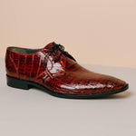 Los Altos Caiman Belly Derby Shoes Burgundy