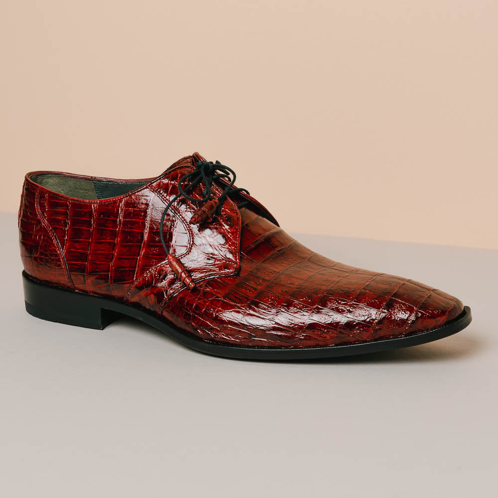 Los Altos Caiman Belly Derby Shoes Burgundy