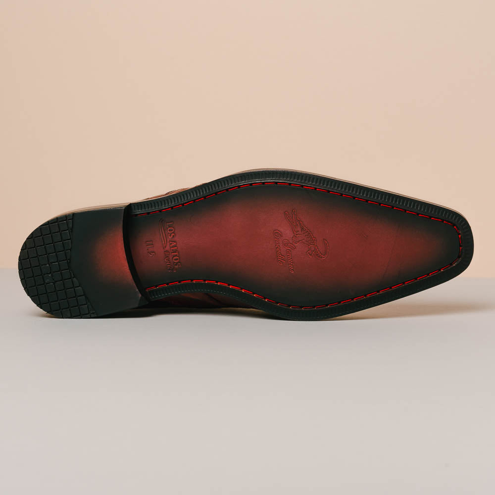 Los Altos Caiman Belly Derby Shoes Burgundy