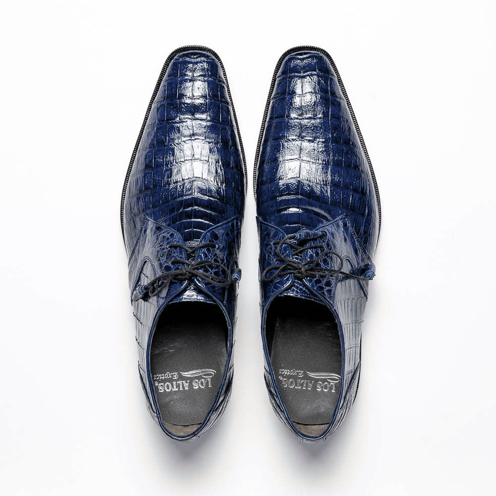 Los Altos Caiman Belly Derby Shoes Faded Navy