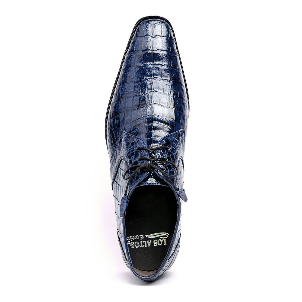 Los Altos Caiman Belly Derby Shoes Faded Navy