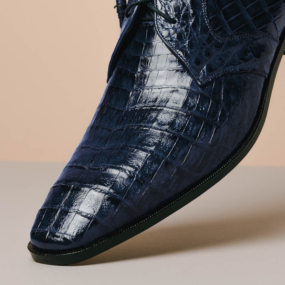 Los Altos Caiman Belly Derby Shoes Faded Navy