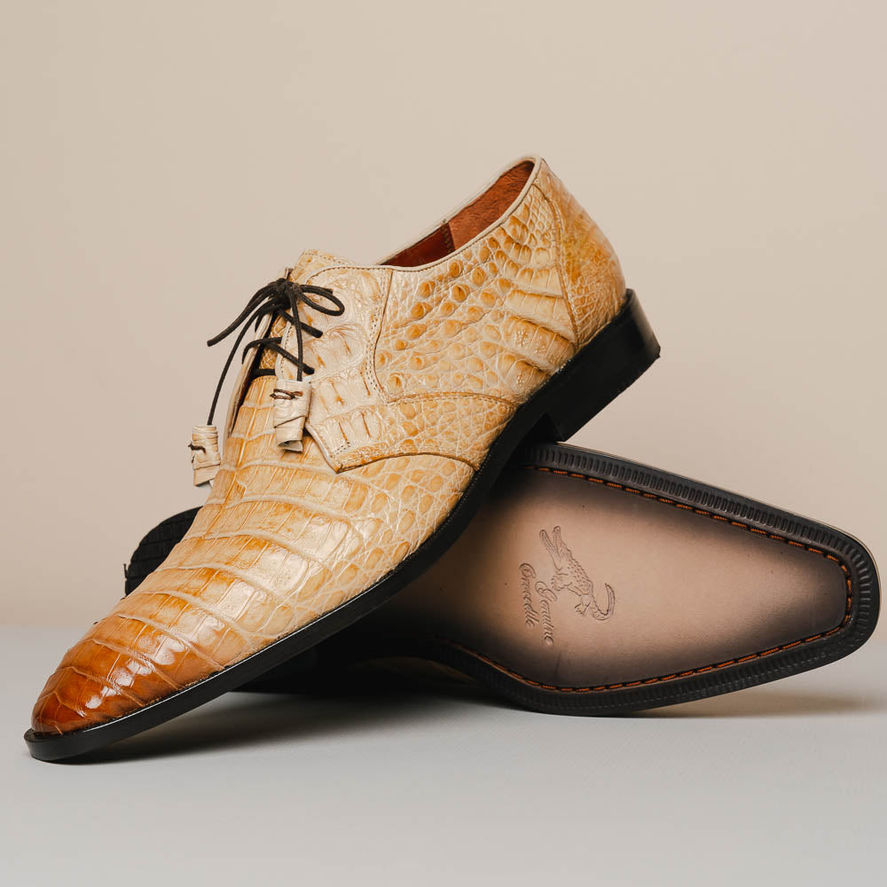 Los Altos Caiman Belly Derby Shoes Faded Oryx