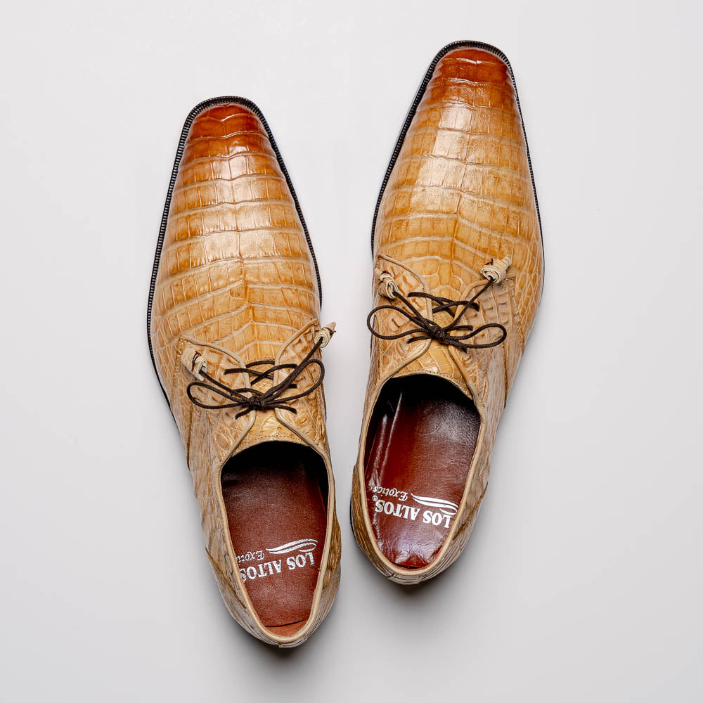 Los Altos Caiman Belly Derby Shoes Faded Oryx