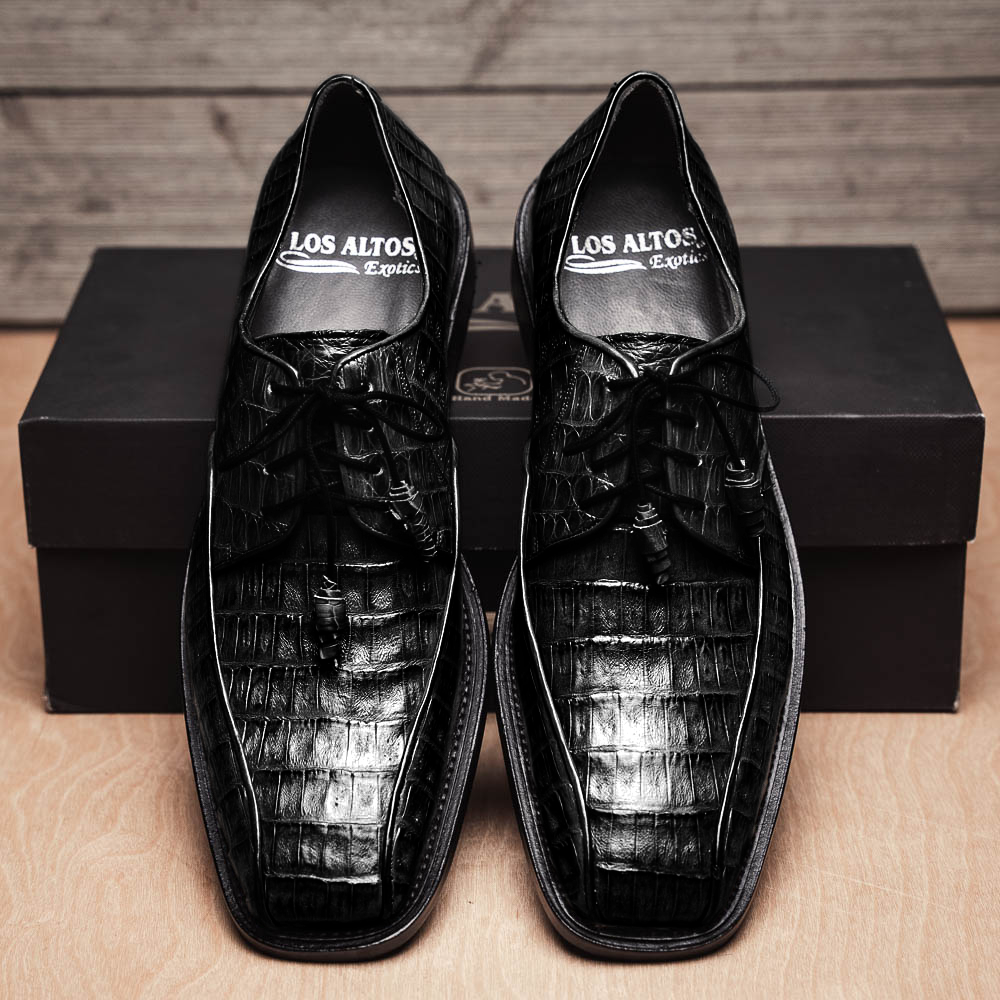 Los Altos Caiman Belly Bicycle Toe Shoes Black