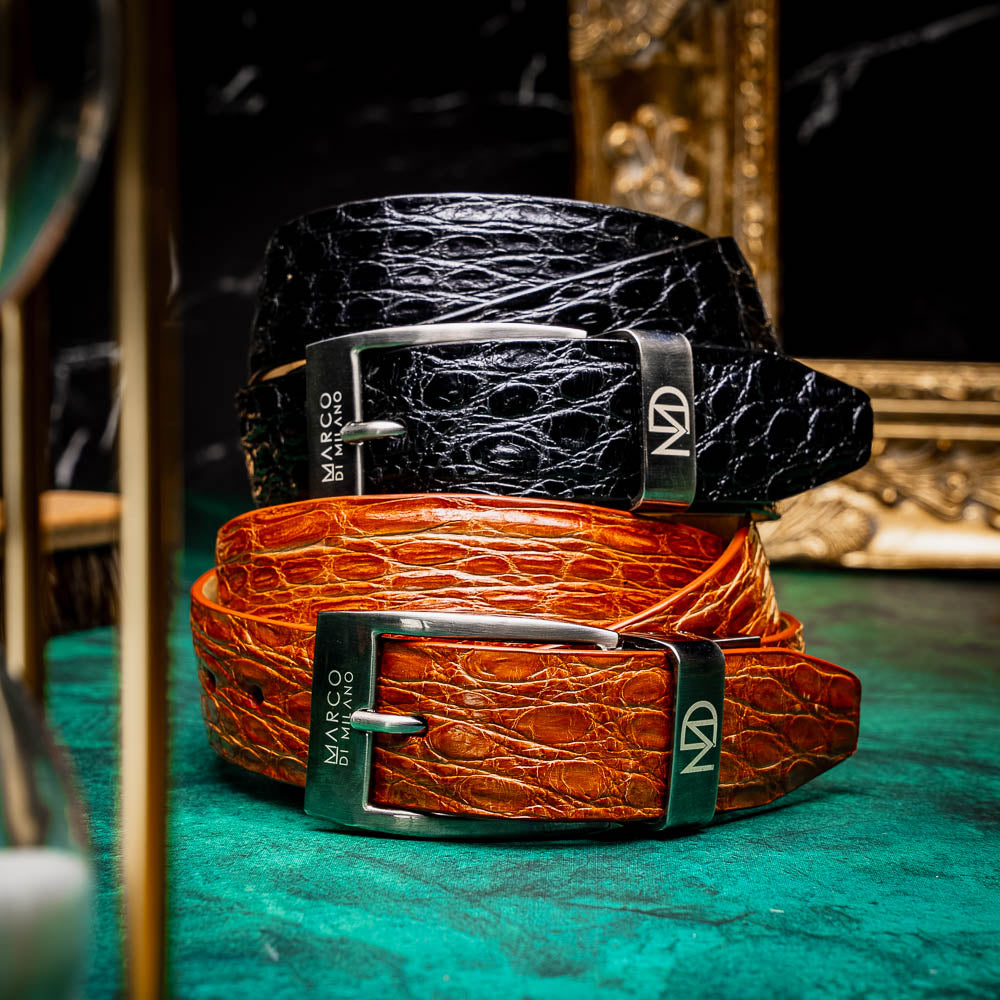 Marco Di Milano Caiman Crocodile Belt Honey