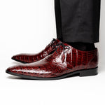 Los Altos Caiman Belly Derby Shoes Burgundy